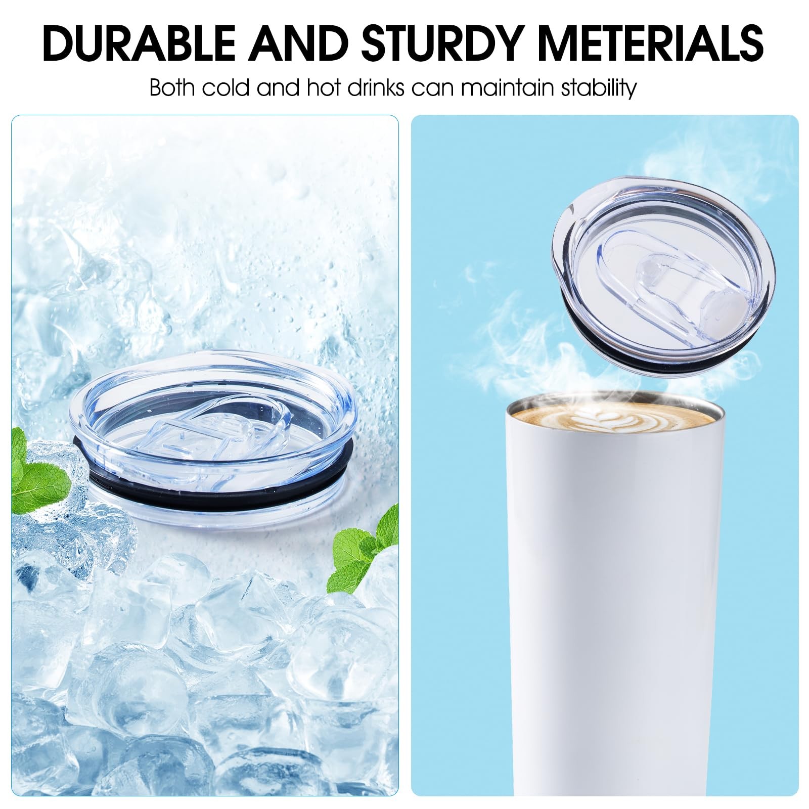 10 Pack 20oz Skinny Straight Body Stainless Steel Tumbler Lid，Spill Proof Spl…