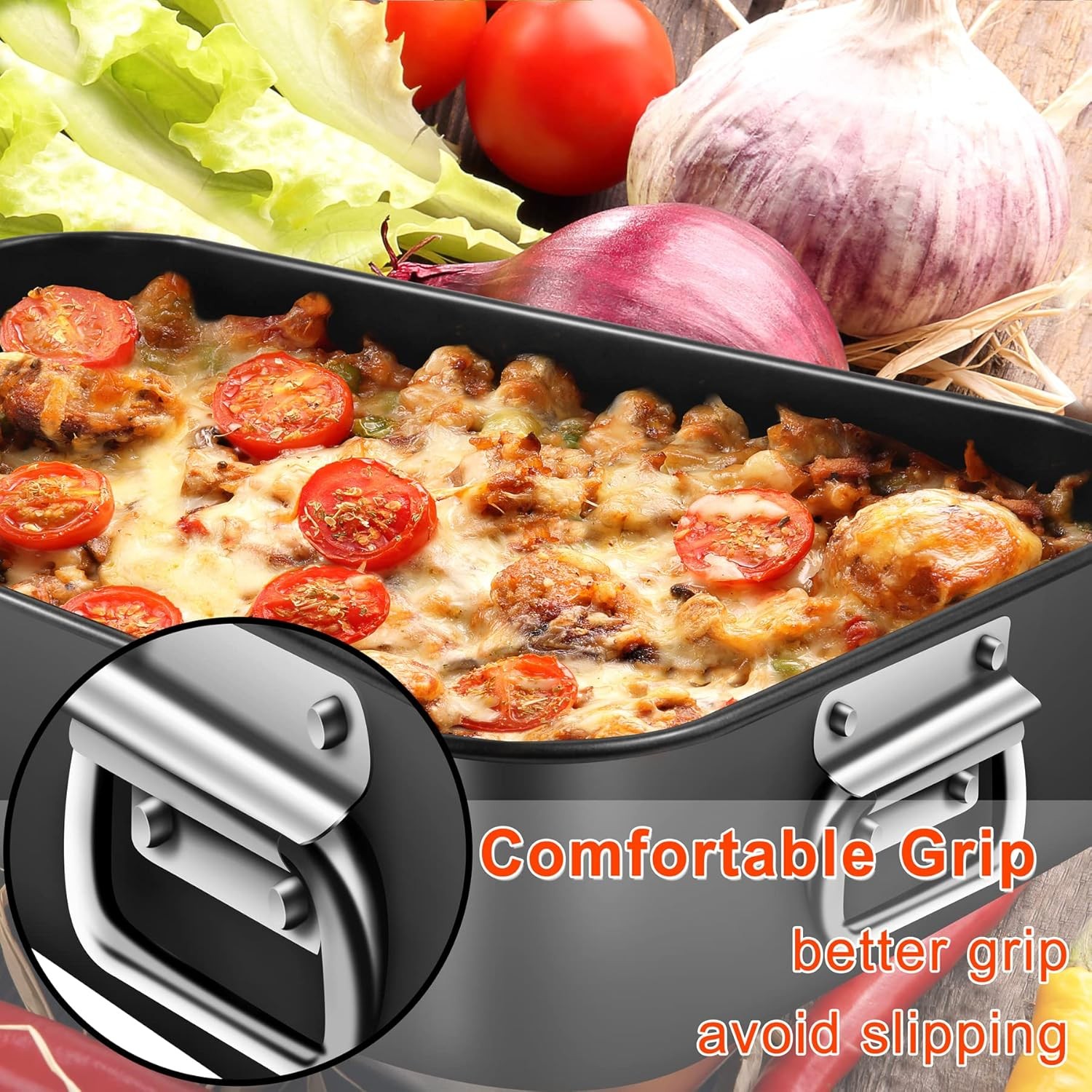 Lasagna Pan Deep, Baking for Oven, 16x12x3 Inch Dishes Black