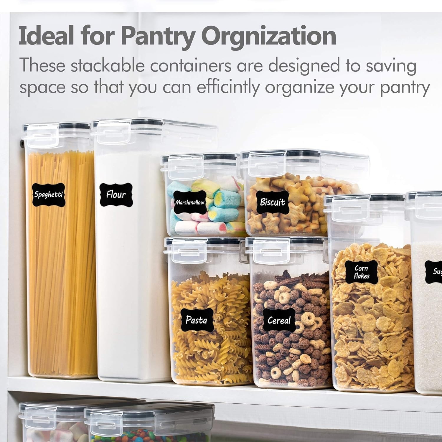 Versatile 14-Piece Kitchen Storage Set – Airtight, Stackable, Clear Canisters