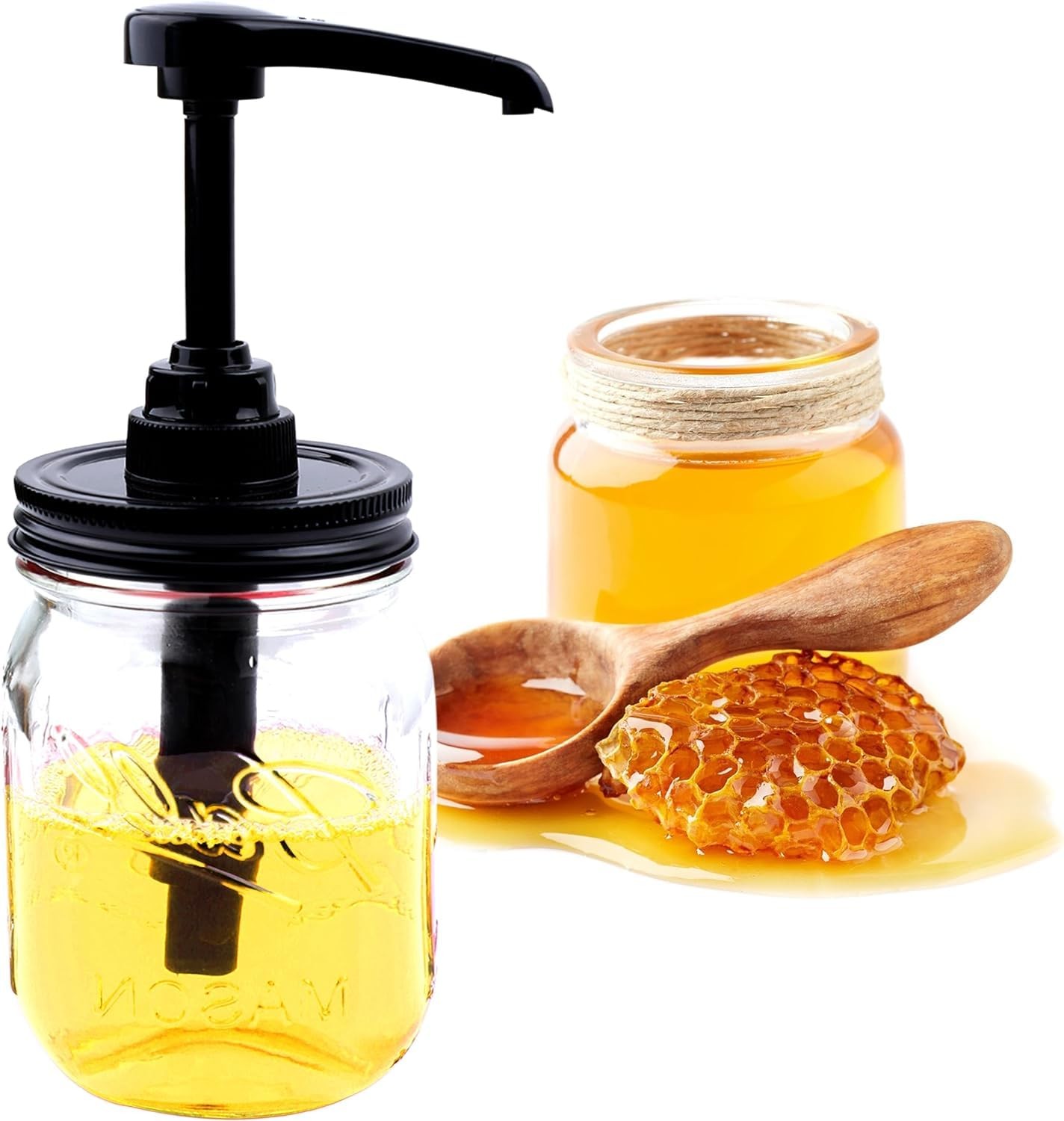 Mason Jar Syrup Honey Sauce Dispenser Pump Lids For Regular Mouth Airtight & …