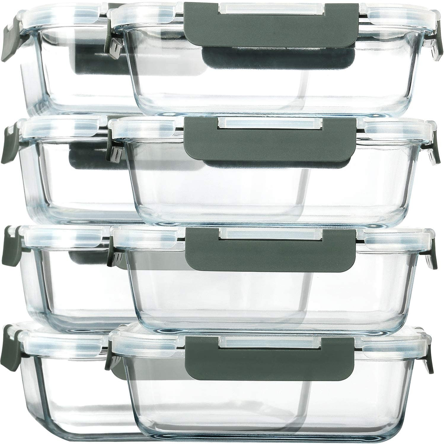 [8-Pack,30 Oz] Glass Meal Prep Containers,Glass Food Storage Containers,Airtight