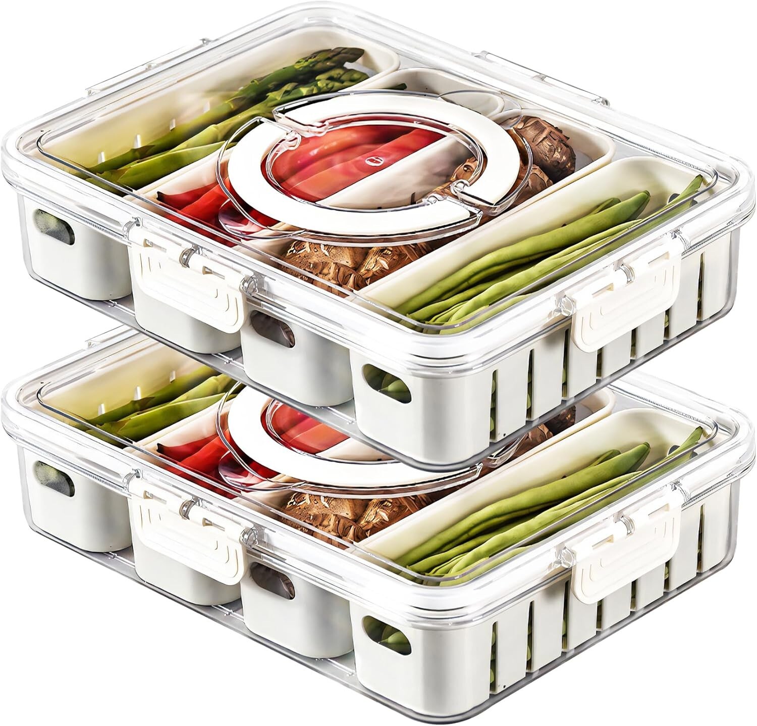 Durable Plastic Snackle Box Set with Lids for Efficient Fridge & Pantry Storage