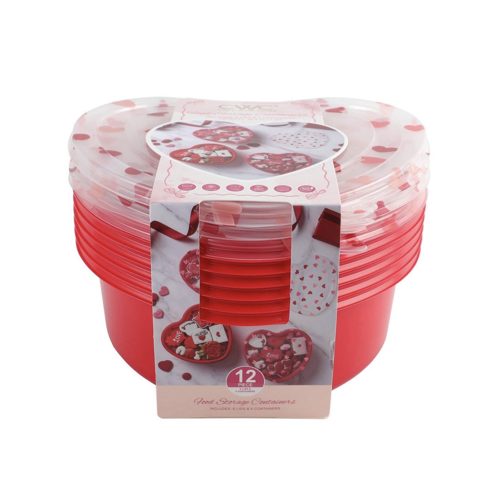 Cook With Color Heart Shaped With Hearts Semi Durable Storage Container
