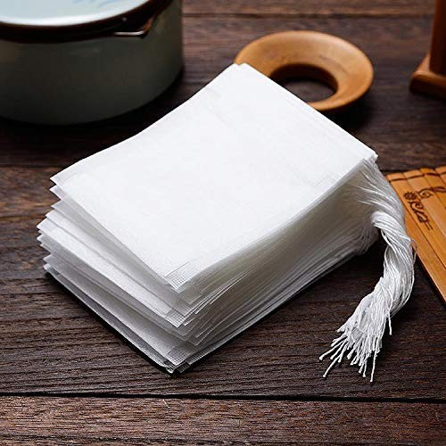 100 Pcs Disposable Tea Bags for Loose 3.54″ x 2.75″ 100pcs Corn Fiber, White