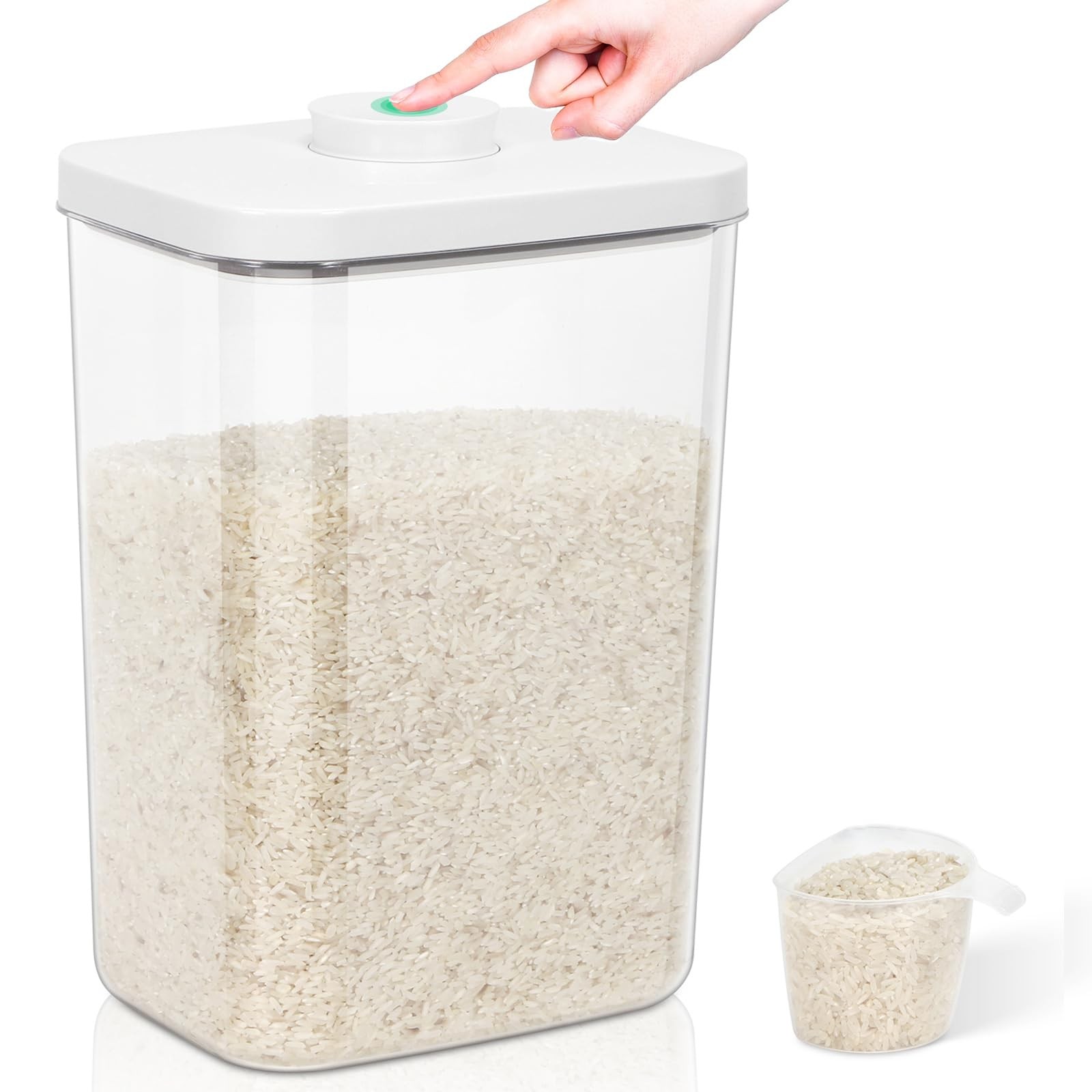 Large Airtight Food Container 6 Qt with Pop Up Lid & Measuring Cup for Rice, …