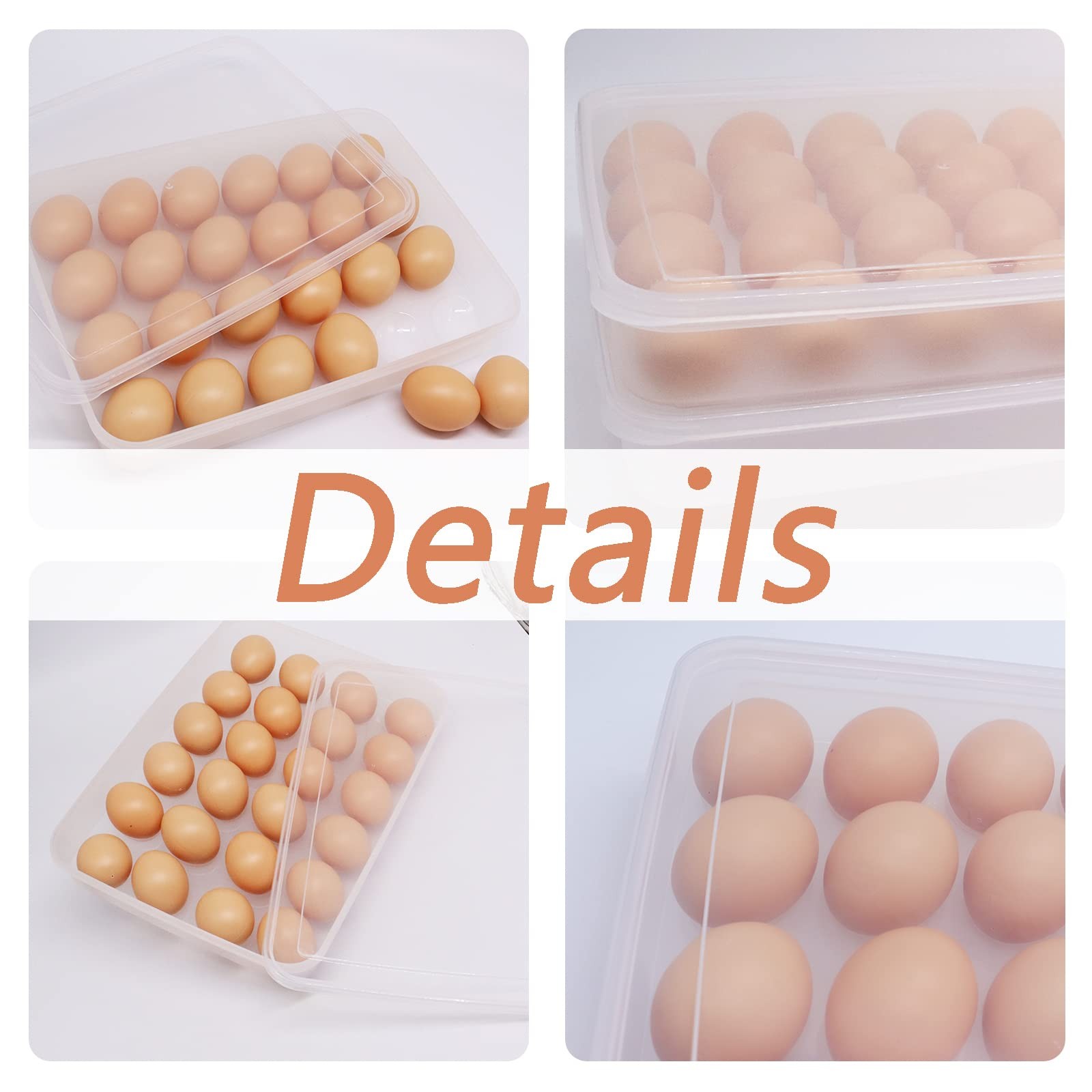 2 Pack Covered Egg Holder,Clear Egg Holder Storage Container,Stackable Plasti…