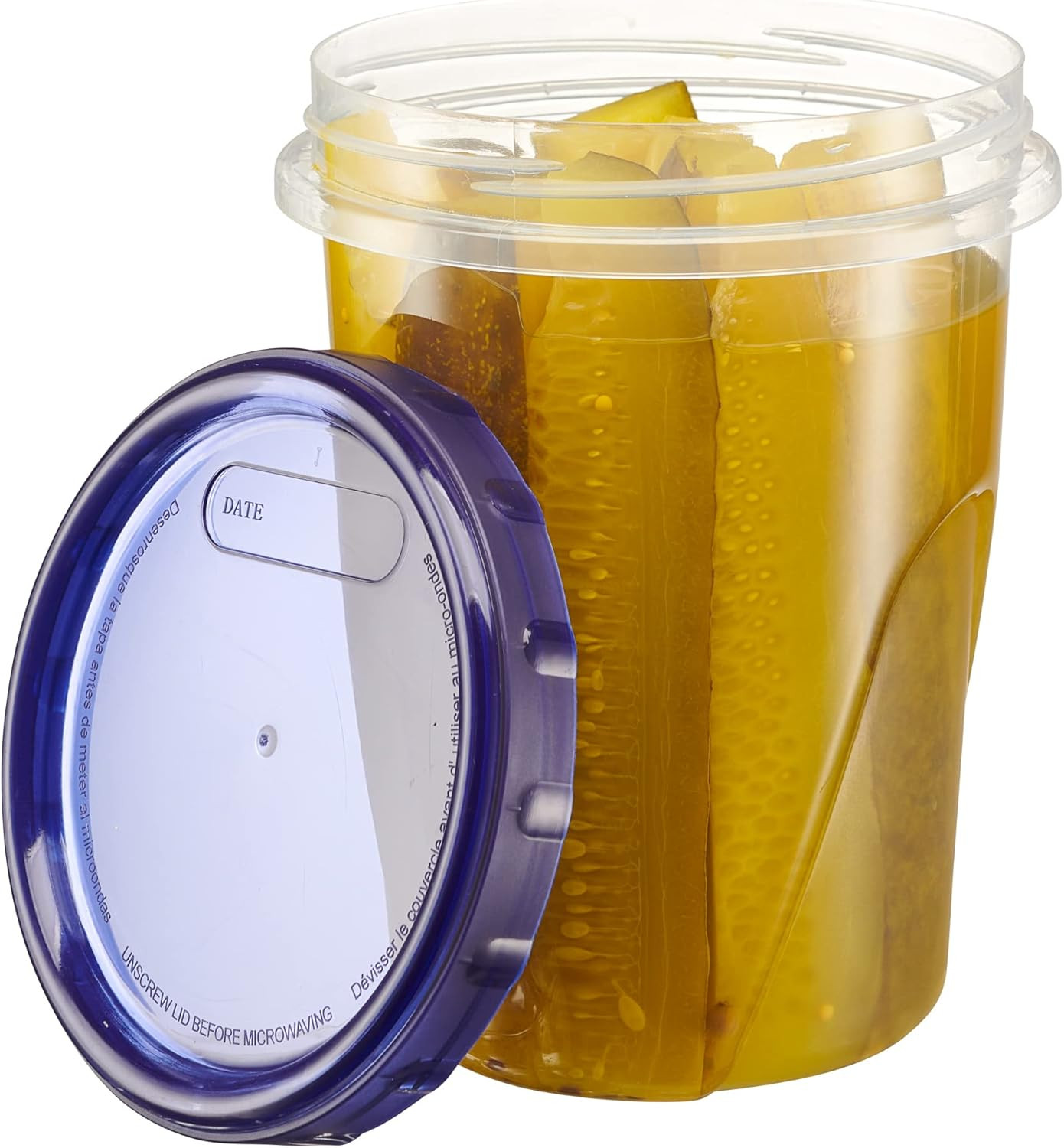 6 Pack Twist Cap Food Storage Containers with Blue Screw on Lid- 32 oz Reusable