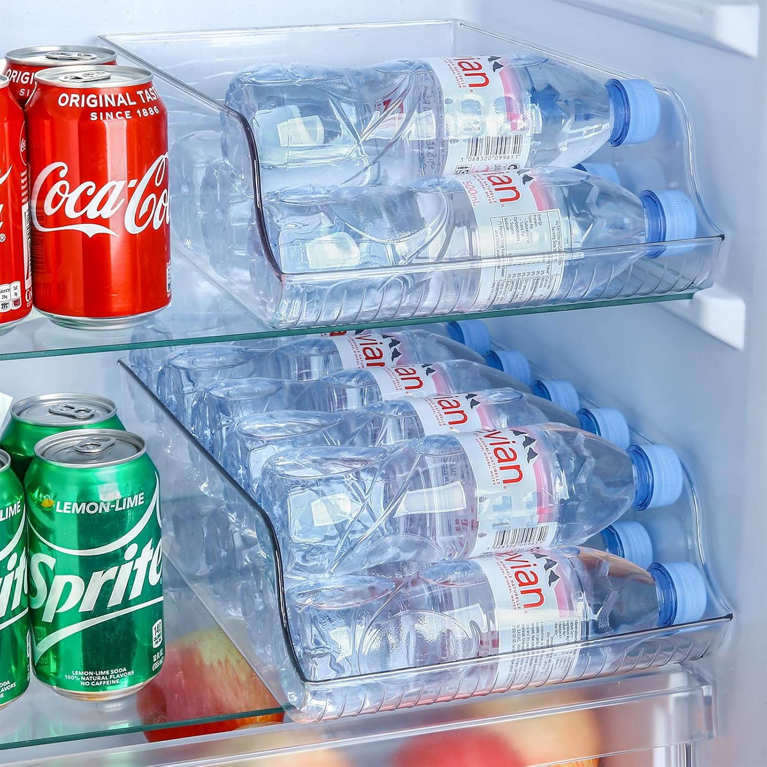Puricon 2 Pack 16.9 oz Water Bottle Dispenser Organizer for Refrigerator Plastic