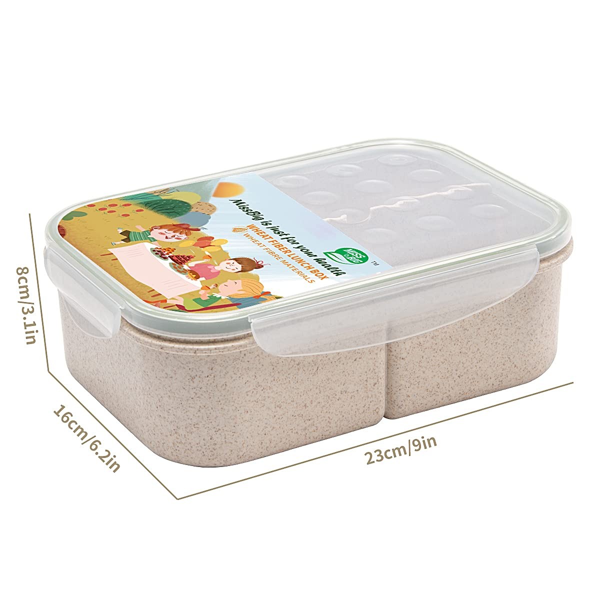 MISS BIG® Bento Box,Bento Box Adult,Lunch Box,Leak Proof Lunch 1900ml, White