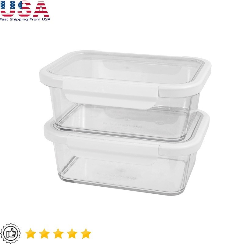 4Cup Tritan Food Storage Containers Set of 2 Airtight Stackable Microwave Safe
