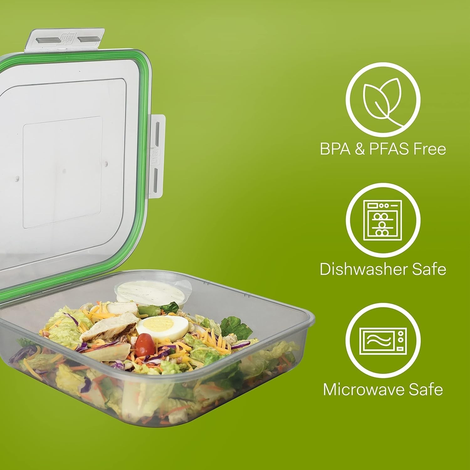 Large To-Go Single Compartment Container 9″x 9″ x 2-1/2″ Reusable Microwave Safe
