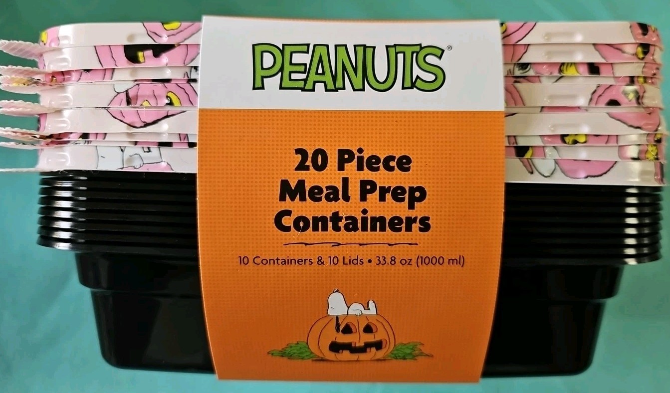 Peanuts Snoopy & Woodstock Halloween 20 Piece Meal Prep Food Storage Containers