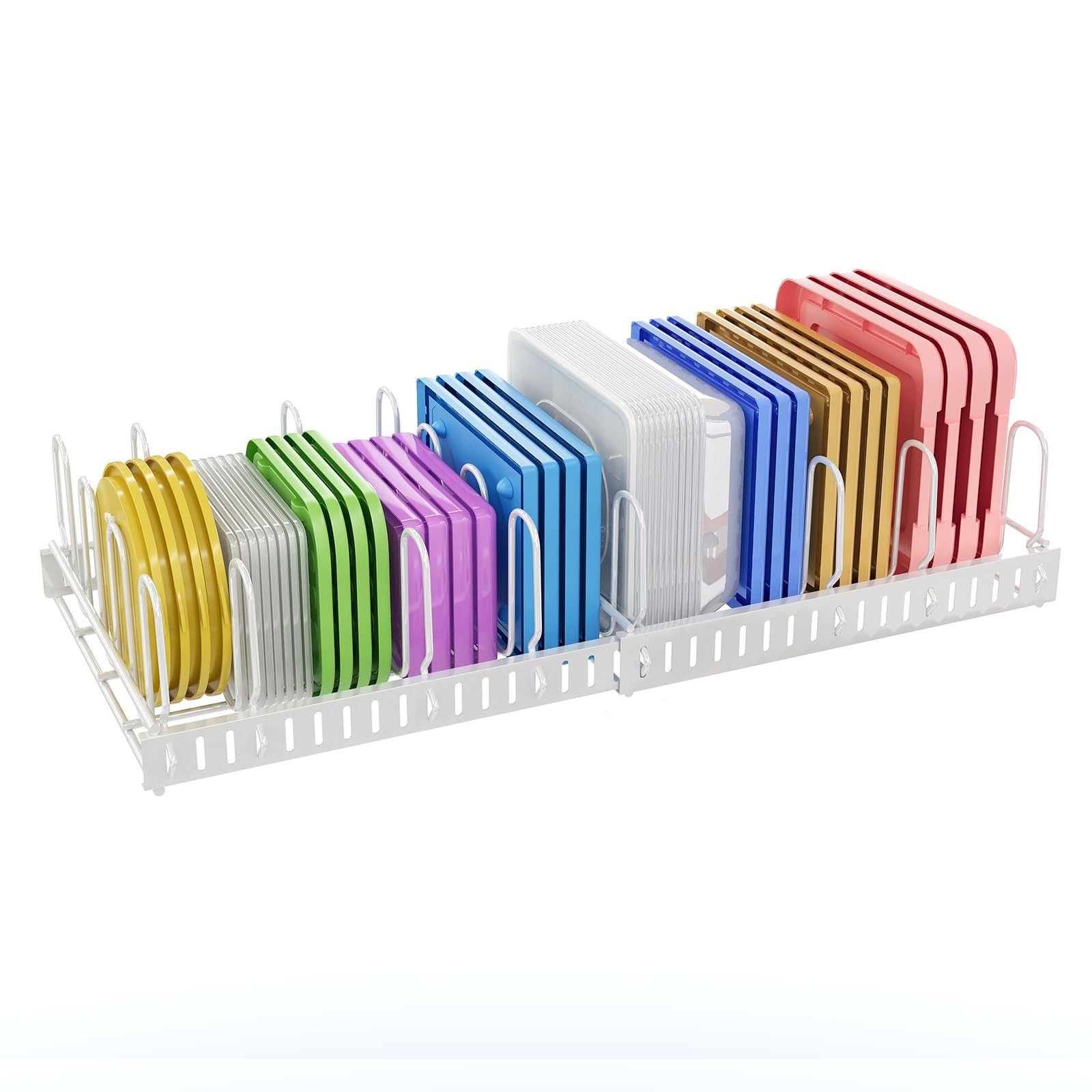 Expandable Food Container Lid Organizer,Large Capacity Adjustable 10 Dividers…
