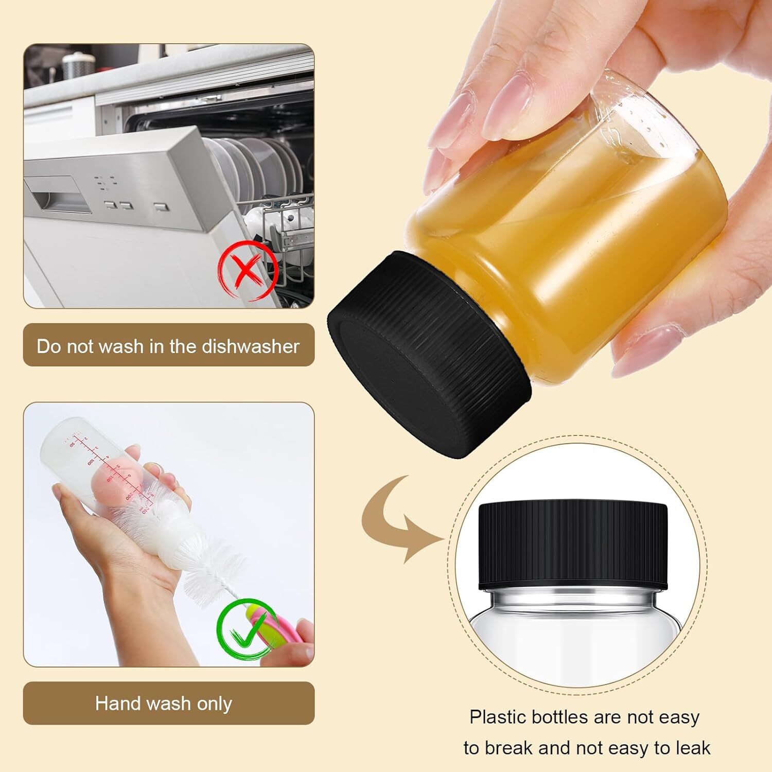 50 Pcs 2 Oz Plastic Juice Shot about 2.68 x 1.65 x inches, Black Lids