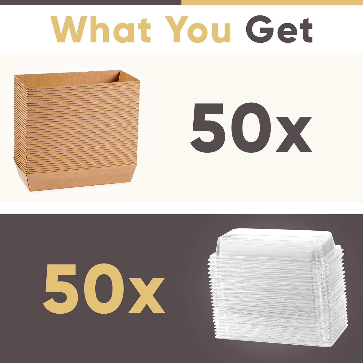 50 Pack 7.5X3.3 Inches Small Charcuterie Boxes with Clear Lids – to Go Paper Min