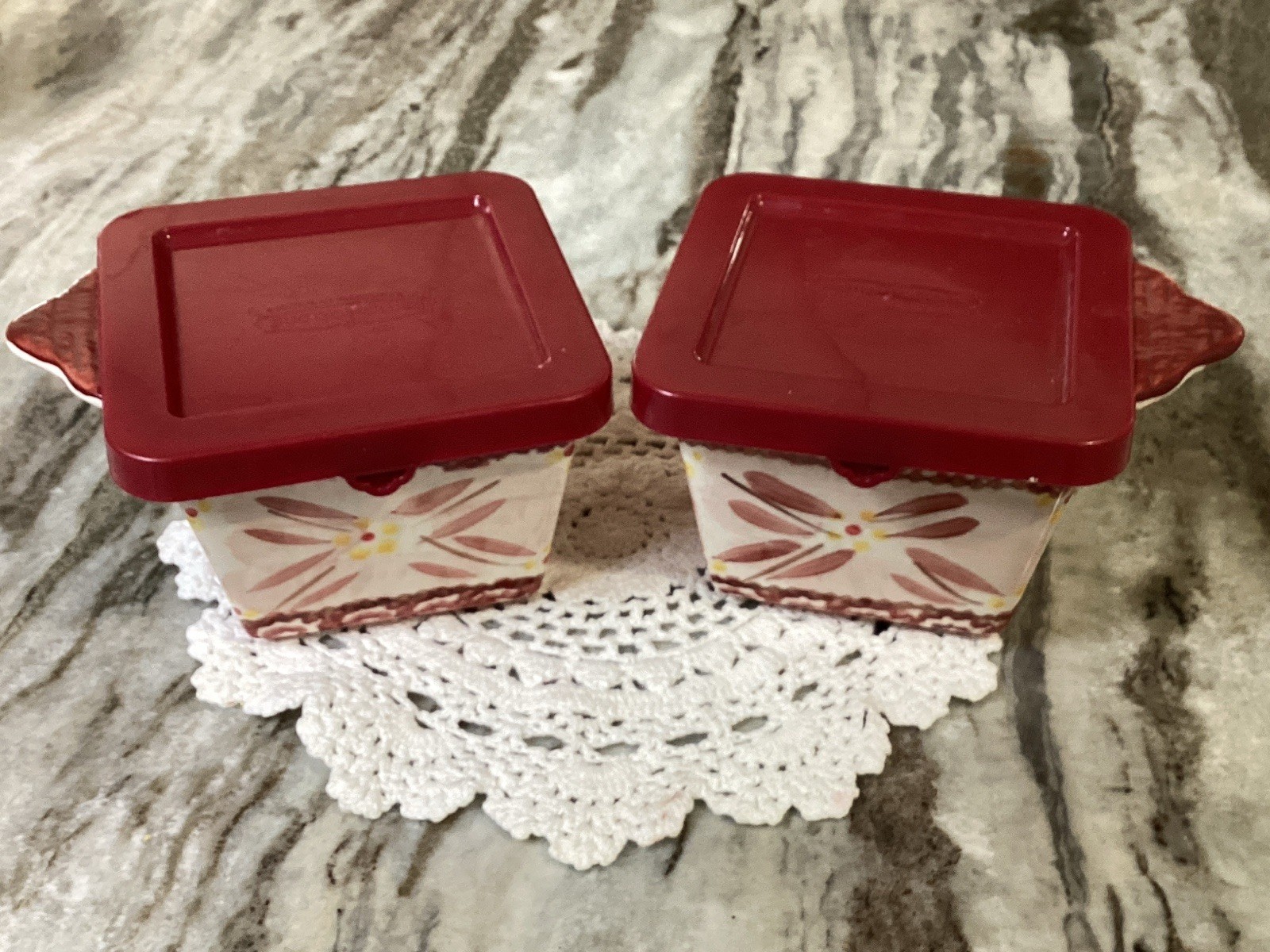2 Ceramic temp-tations Storage 10 Oz Containers With Lids-Ramekins