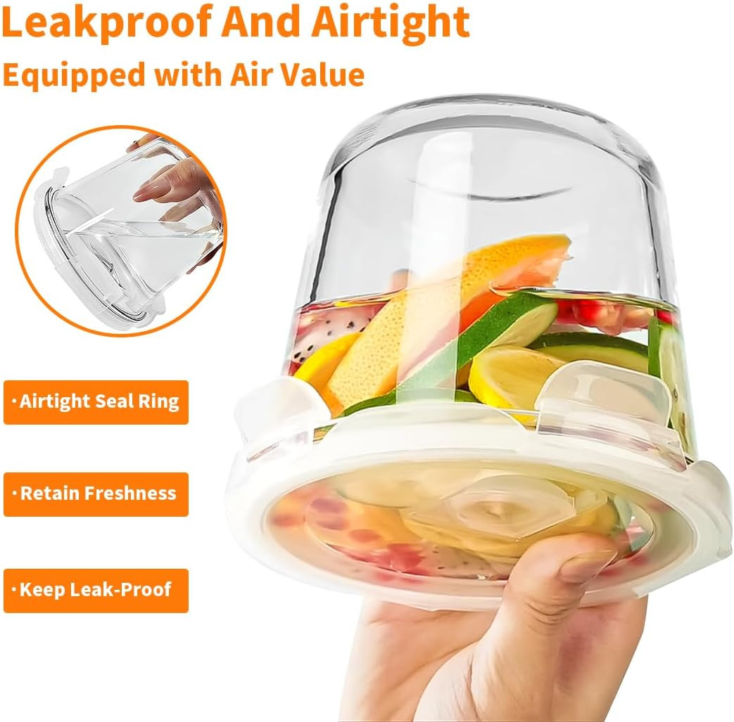 3Cup round Glass Food Storage Containers with Airtight Lids, 23Oz Glass Meal Pre