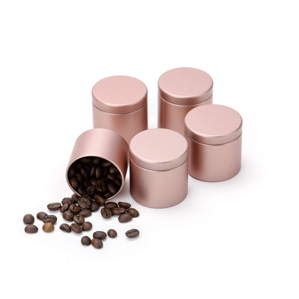 5 PCS Small Tin Can Box Airtight Lids Canister Coffee Tea Candy Gold S