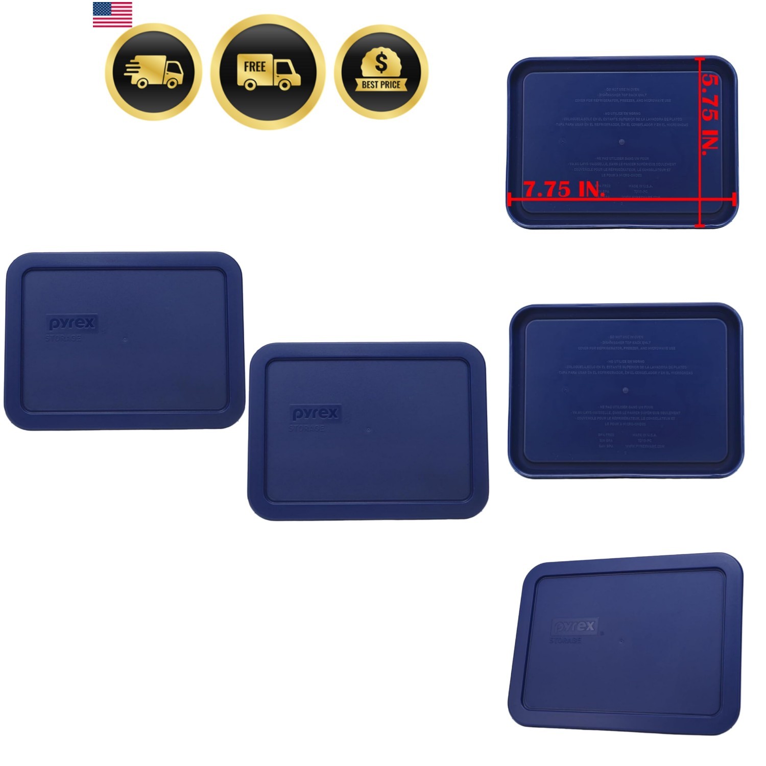 7210-PC 3-Cup Blue Food Storage Lid 2-Pack – | BPA-Free Plastic | Rectangle …