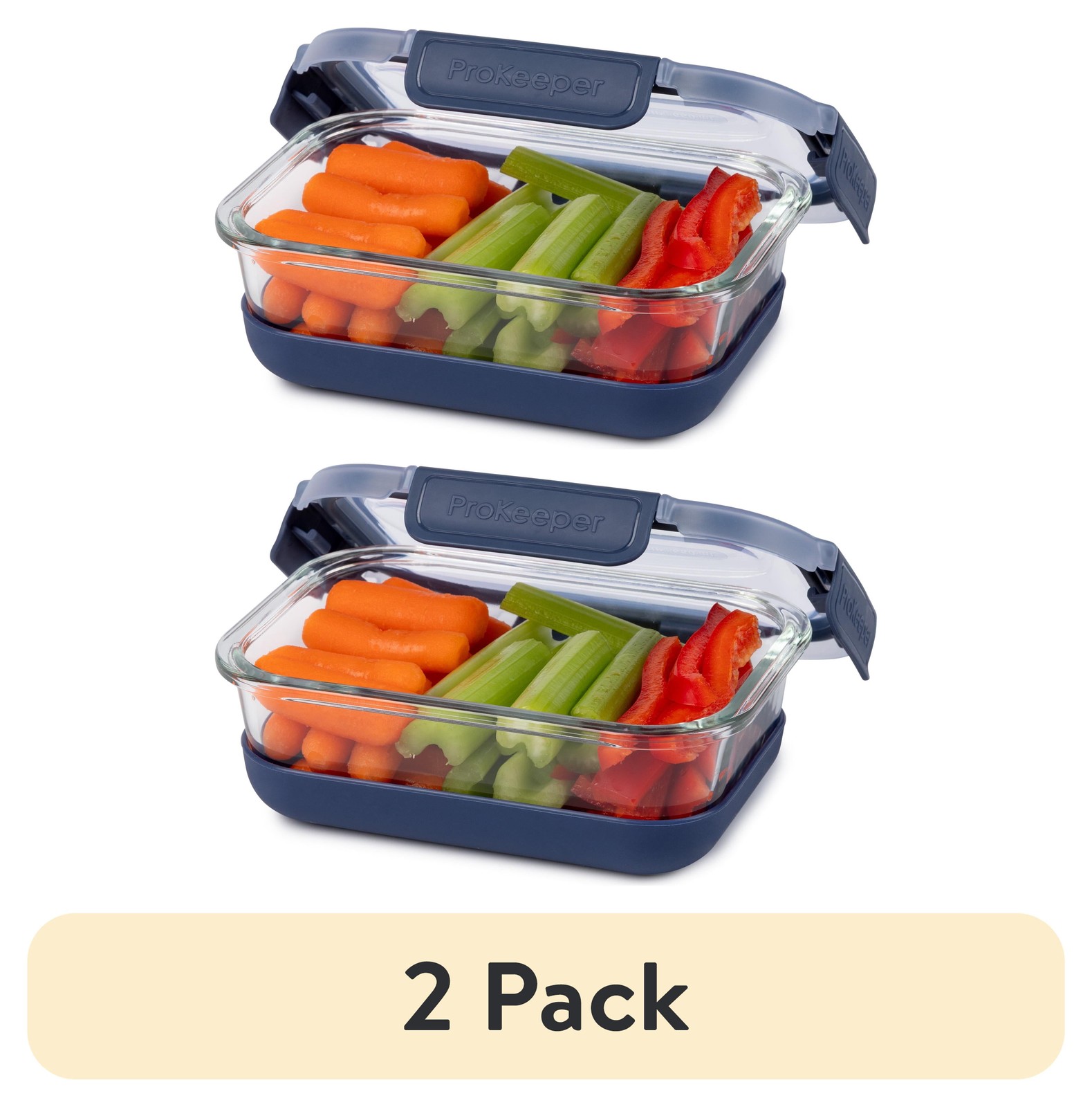 2 Pack 2.8 Cup Glass Container with Silicone Base