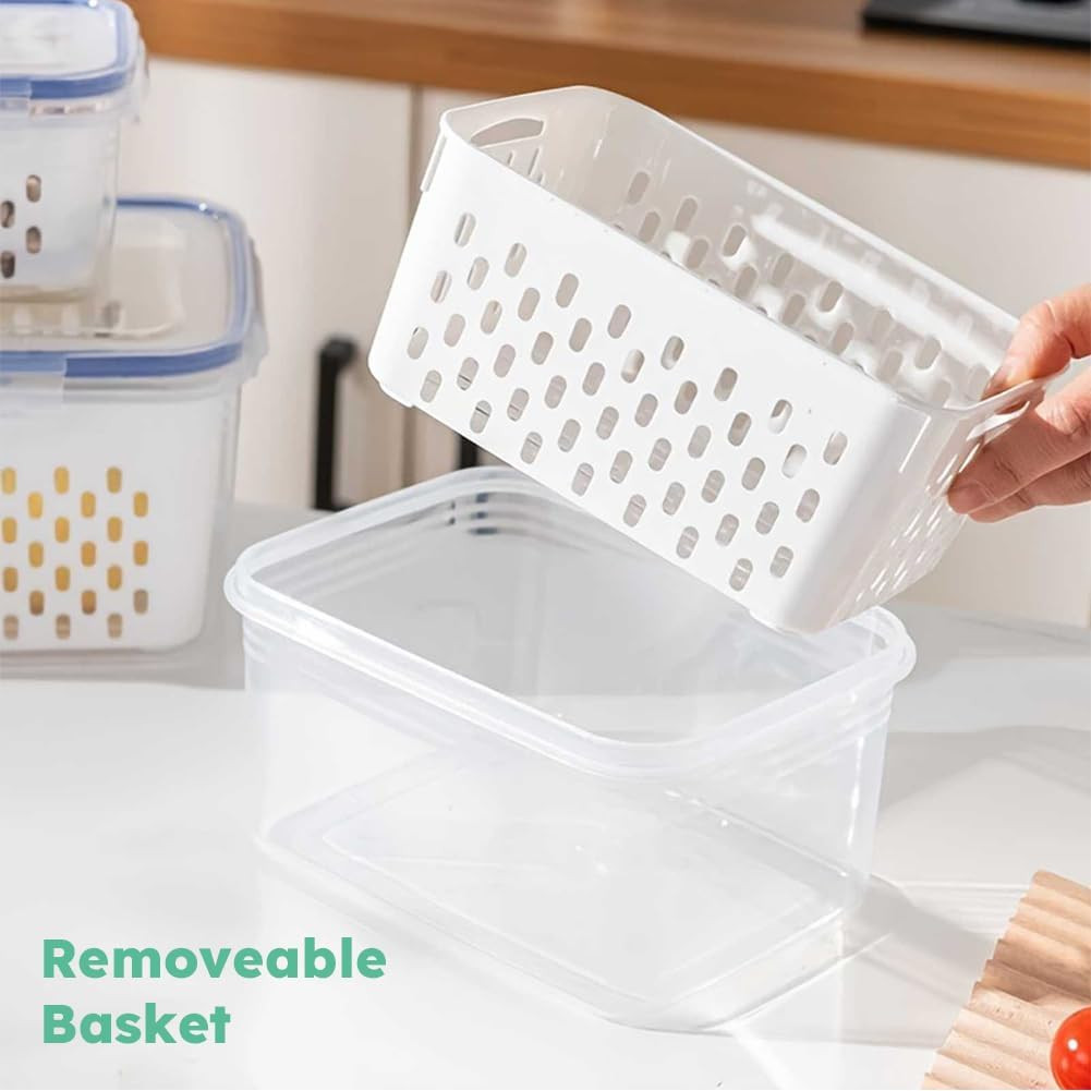 2pcs Fruit Storage Containers for Fridge, Leakproof Food Storage Containers w…