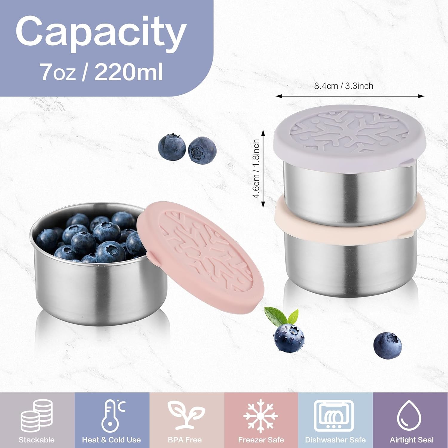 BEFOY Stainless Steel Snack Containers Salad Dressing Container To Go Small Snac