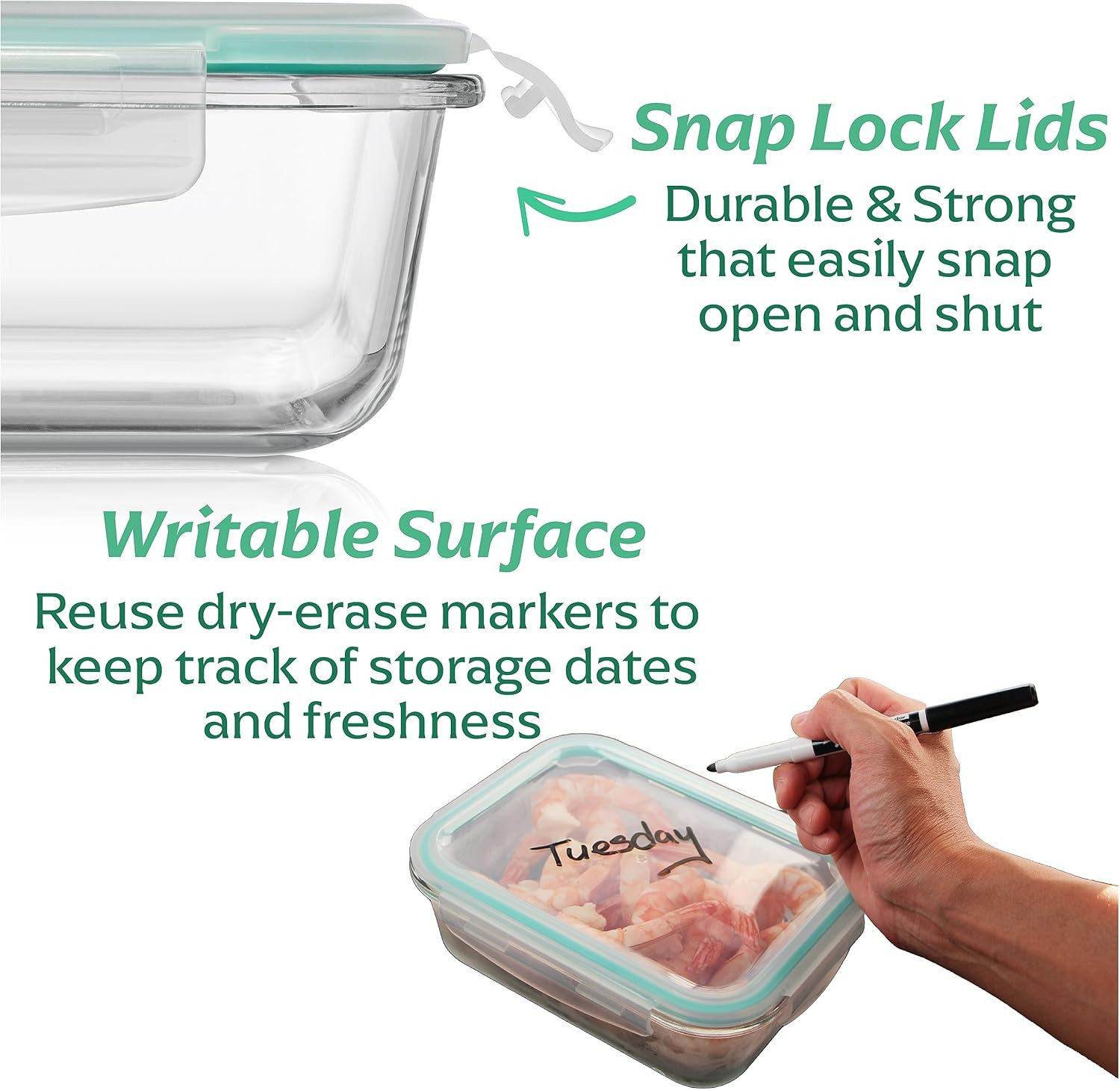 8 Pack 35 Oz Glass Storage Containers with Lids – Airtight, Leakproof, Oven, Mic