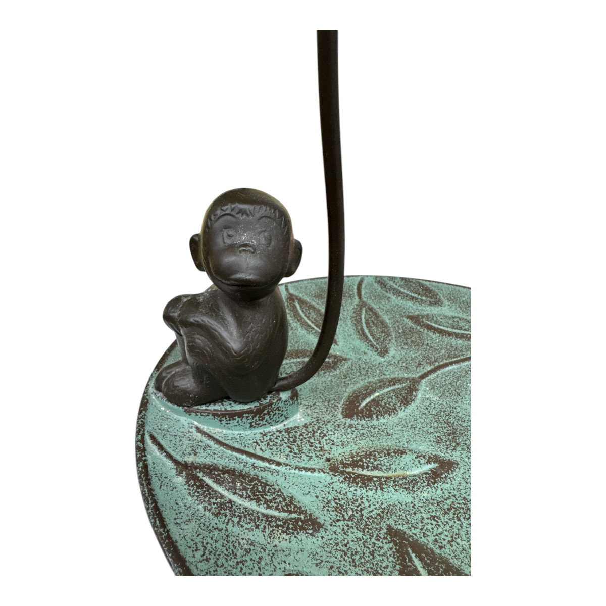 Metal Monkey Banana Holder Monkey Sitting On A Leaf Tail Hanging Hook 13.5″H