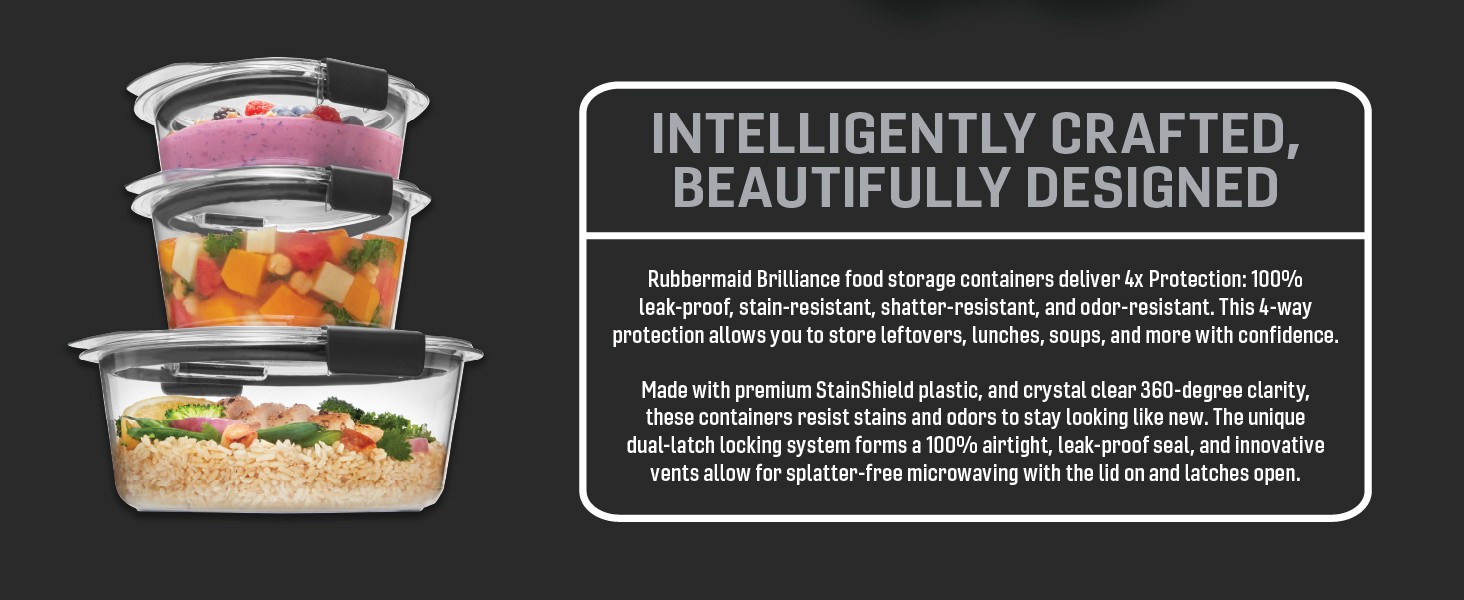 Brilliance® Round and Rectangular Leak Proof Food Storage Containers, 12 Piece