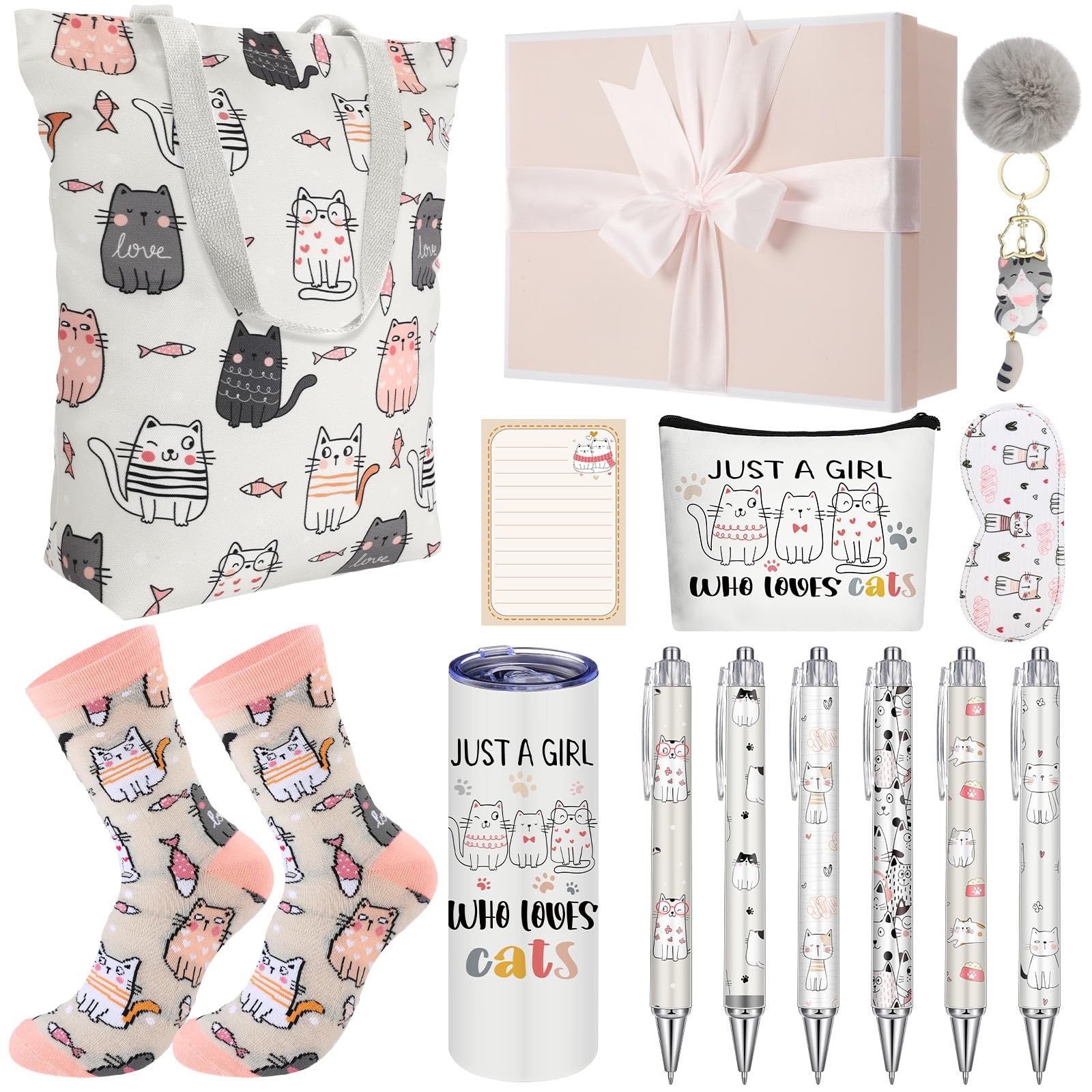 Wonderjune 14 Set Cat Lover Gift Basket Cat Mom Gifts For Women Birthday