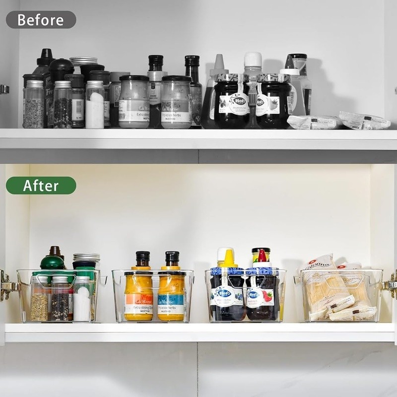 Transparent Acrylic Storage Bins Multi-Purpose Organizers Kitchen Pantry Toys US