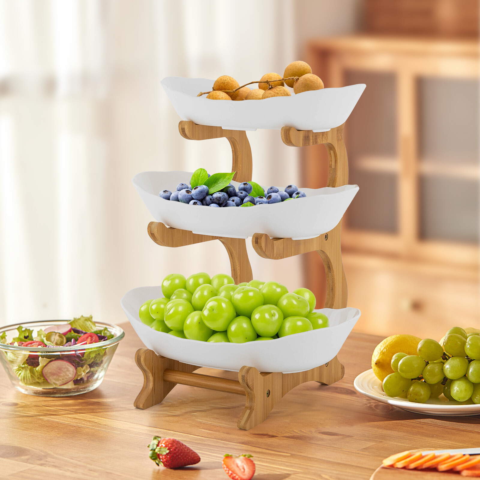 3Tier Fruit Basket Bowl Holder Stand Kitchen Organizer Snacks Vegetable Storage