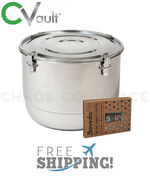 CVault 21LITER Humidity Control Airtight Metal Stash Container Boveda Humidipack