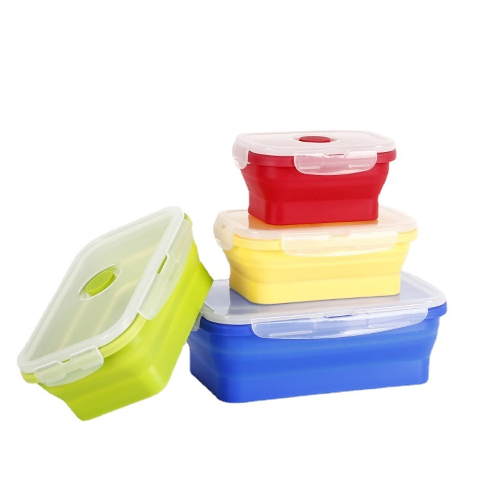 XPAPOV 4 Collapsible Food Storage Containers, 41oz, Red, Yellow, Green, Blue