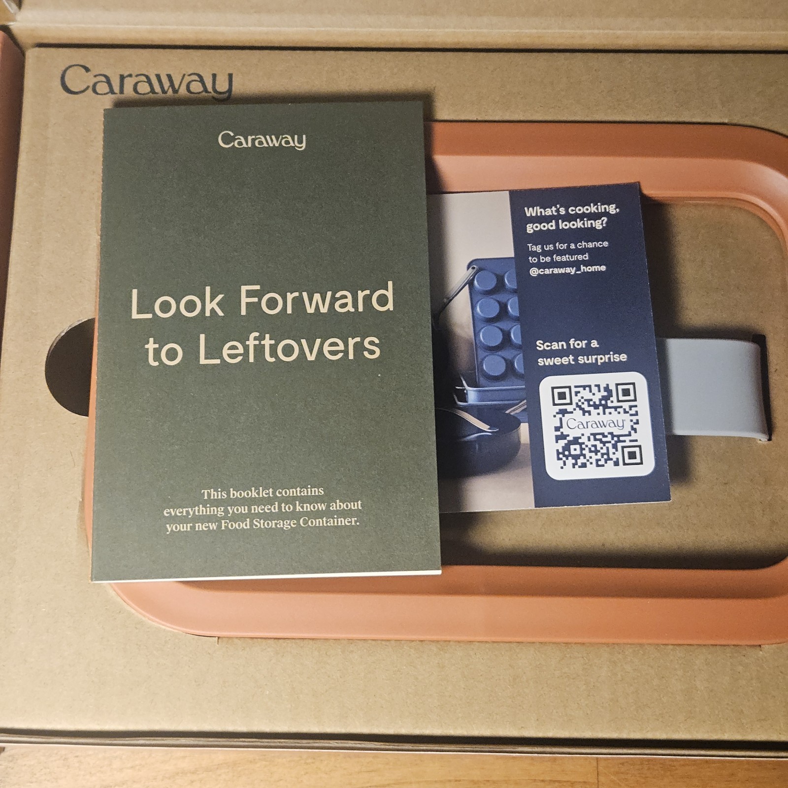Caraway Glass Food Storage 6.6 Cup Glass Container Ceramic Coated Perracotta