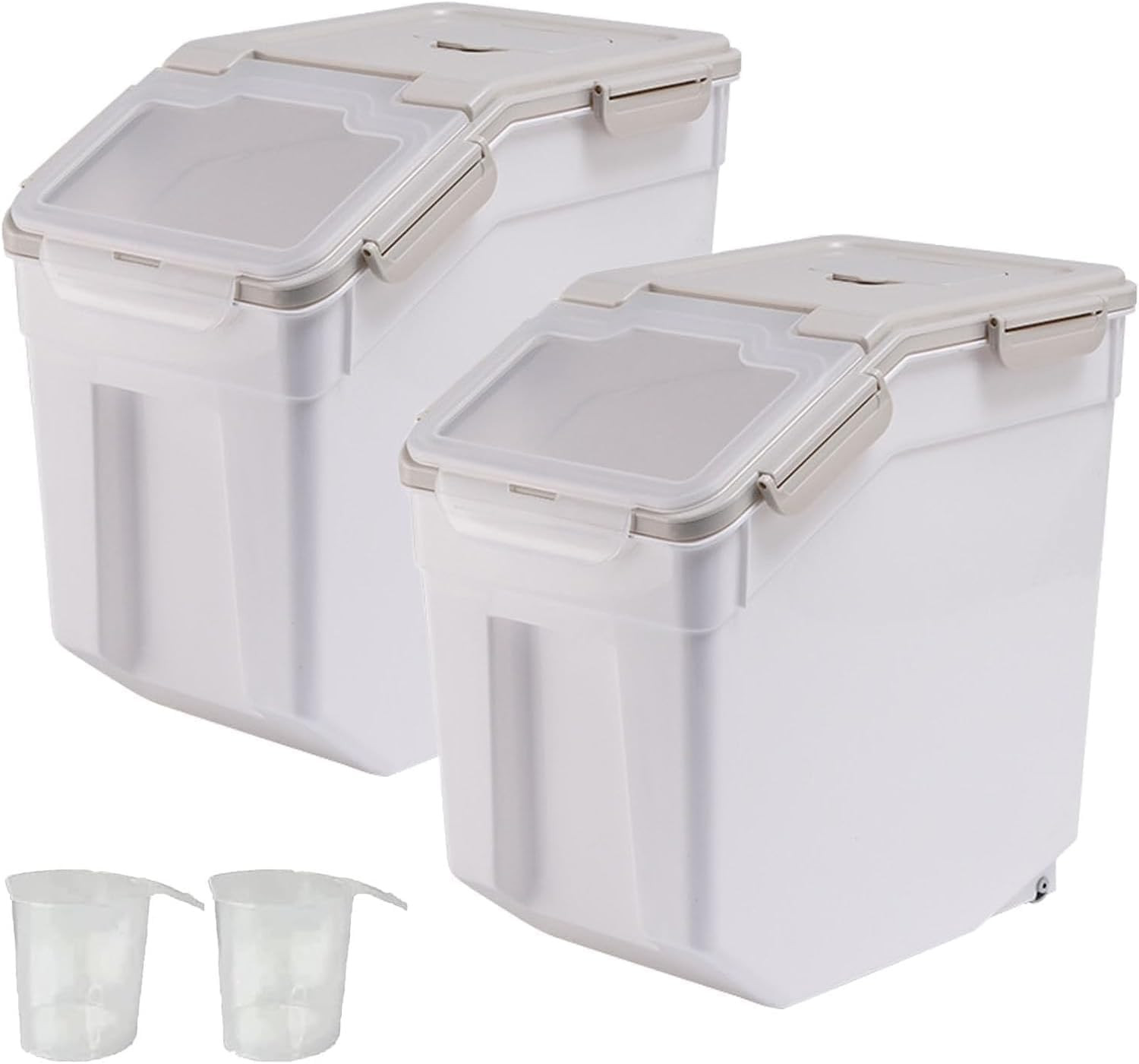 Airtight Rice & Flour Storage Containers with Lid, 100Lbs Capacity, 2Pcs