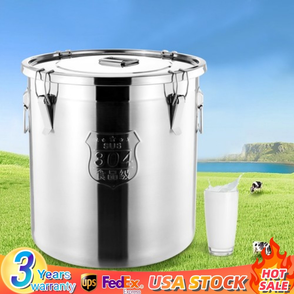 48L Airtight Canister Stainless Steel Food Container Storage Bucket with Lid