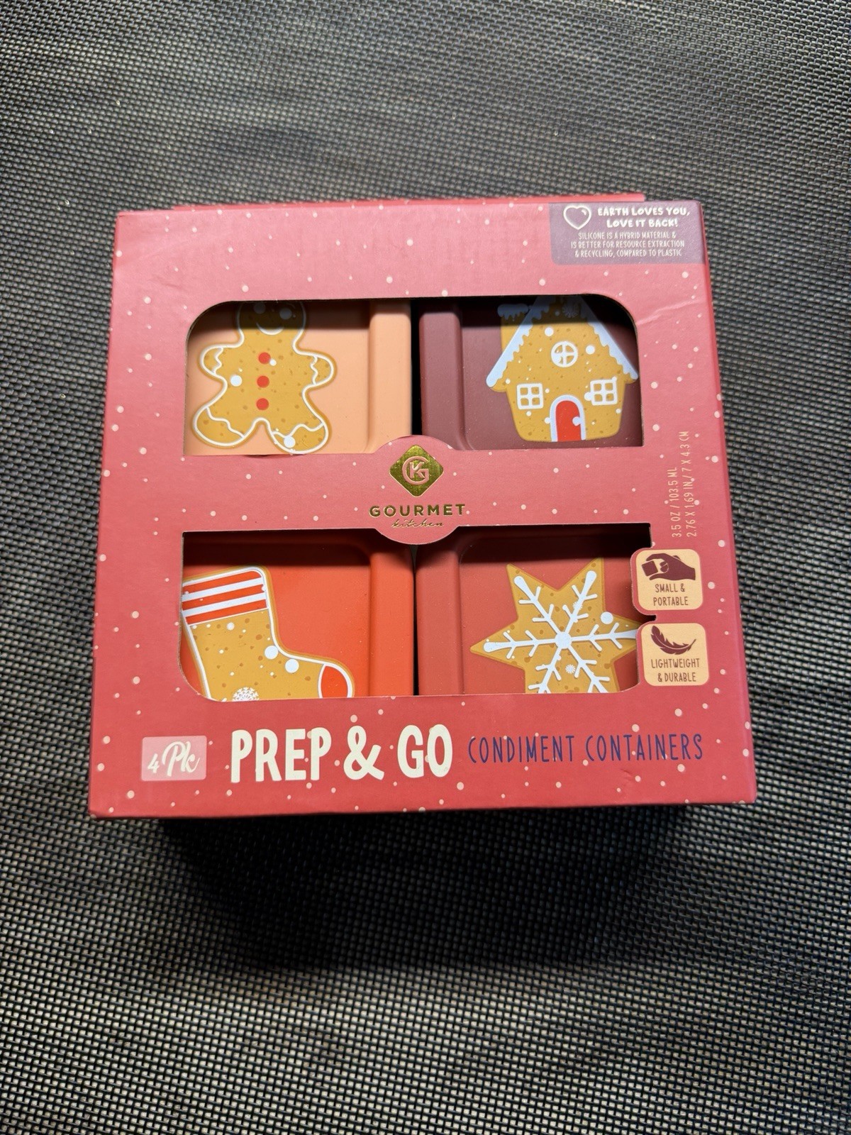 Gourmet Kitchen Prep And Go Condiment Containers Set Of 4 Christmas Theme