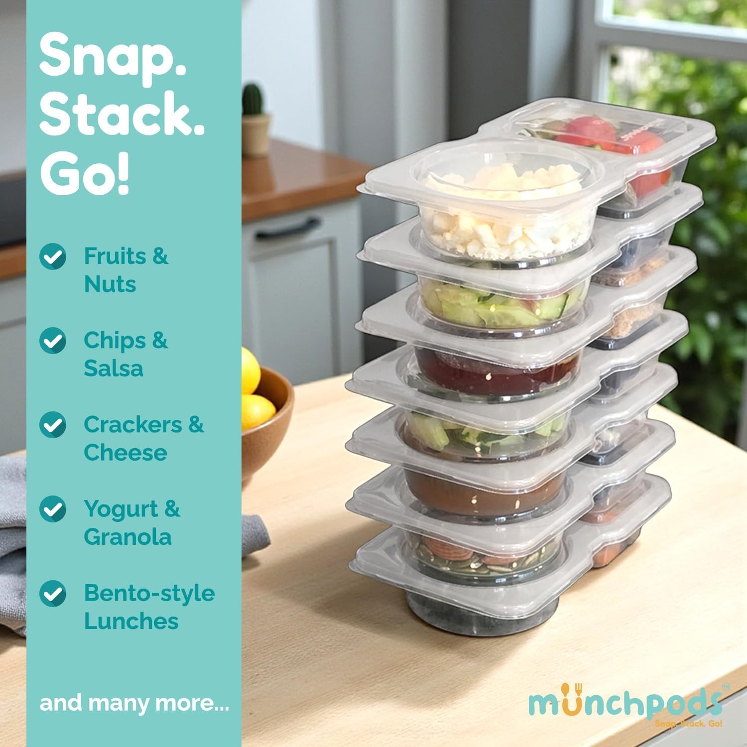 Reusable Snack Containers with Lids 20 Pack (40 Pieces) Portion control, Snack