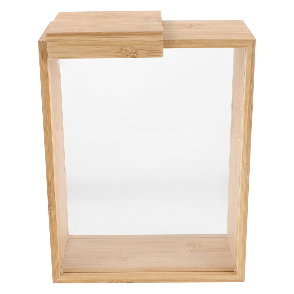 Bamboo Sliding Cereal Box Clear Food Dispenser Storage Container