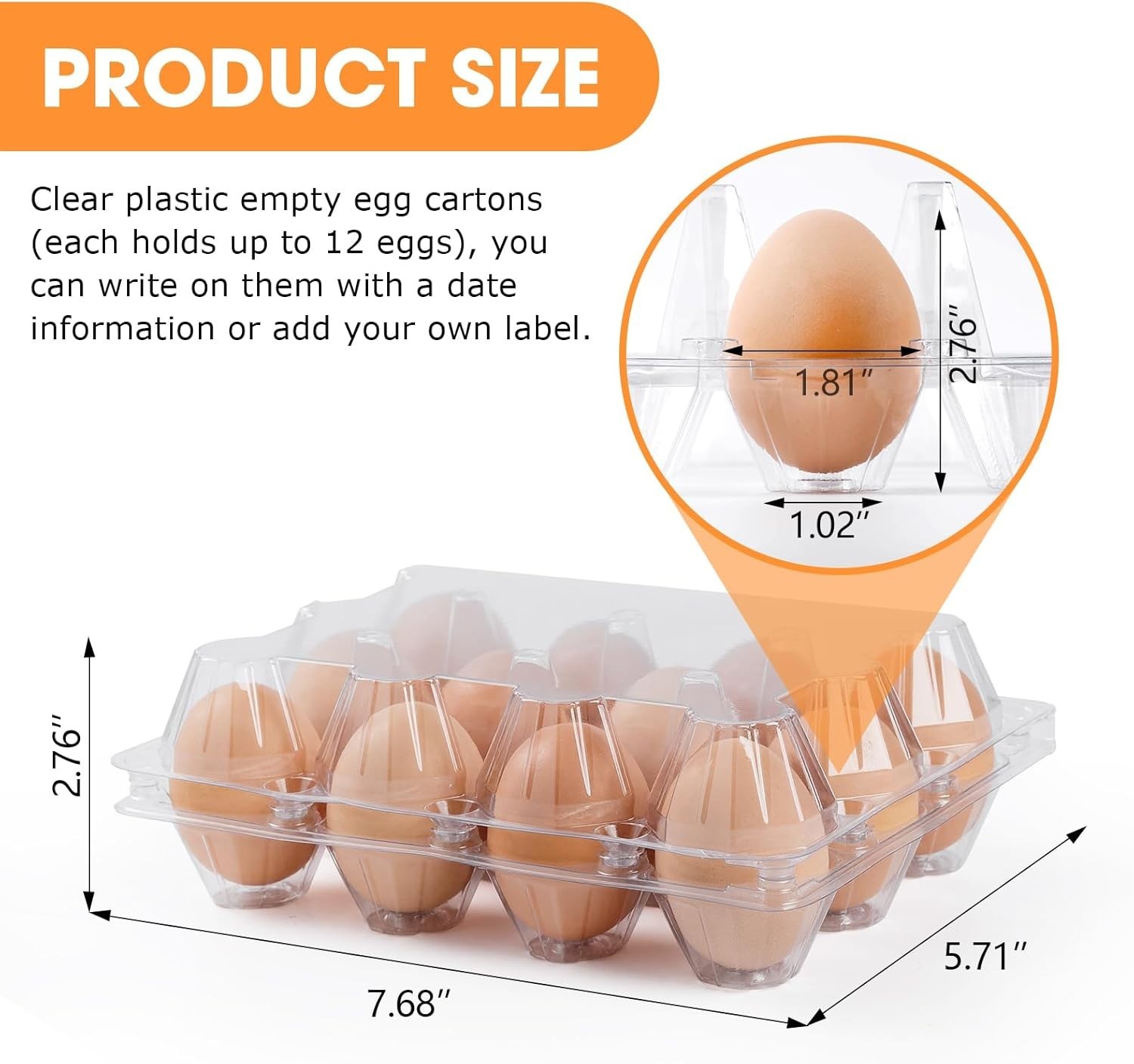 100 Pack 12 Count Plastic Egg Cartons Bulk Cheap Clear Reusable Egg Containers