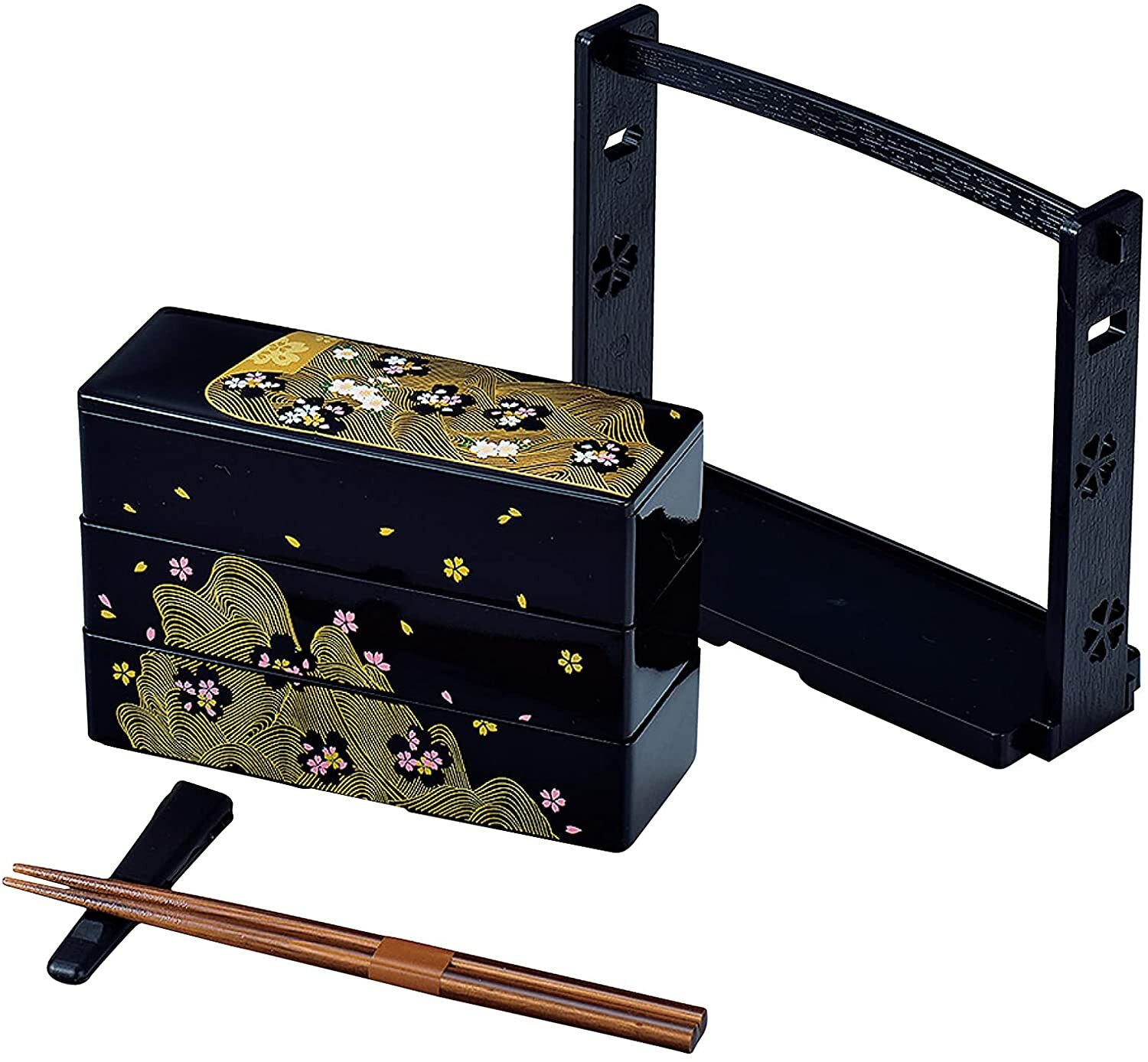 Tatsumiya HAKOYA BENTO Lunch Box 3 tier Sakura Flower with Chopsticks From Japan