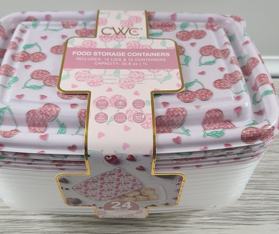 Pink Cherries Disco CWC Food Storage Container w/ Lid 12 Pc