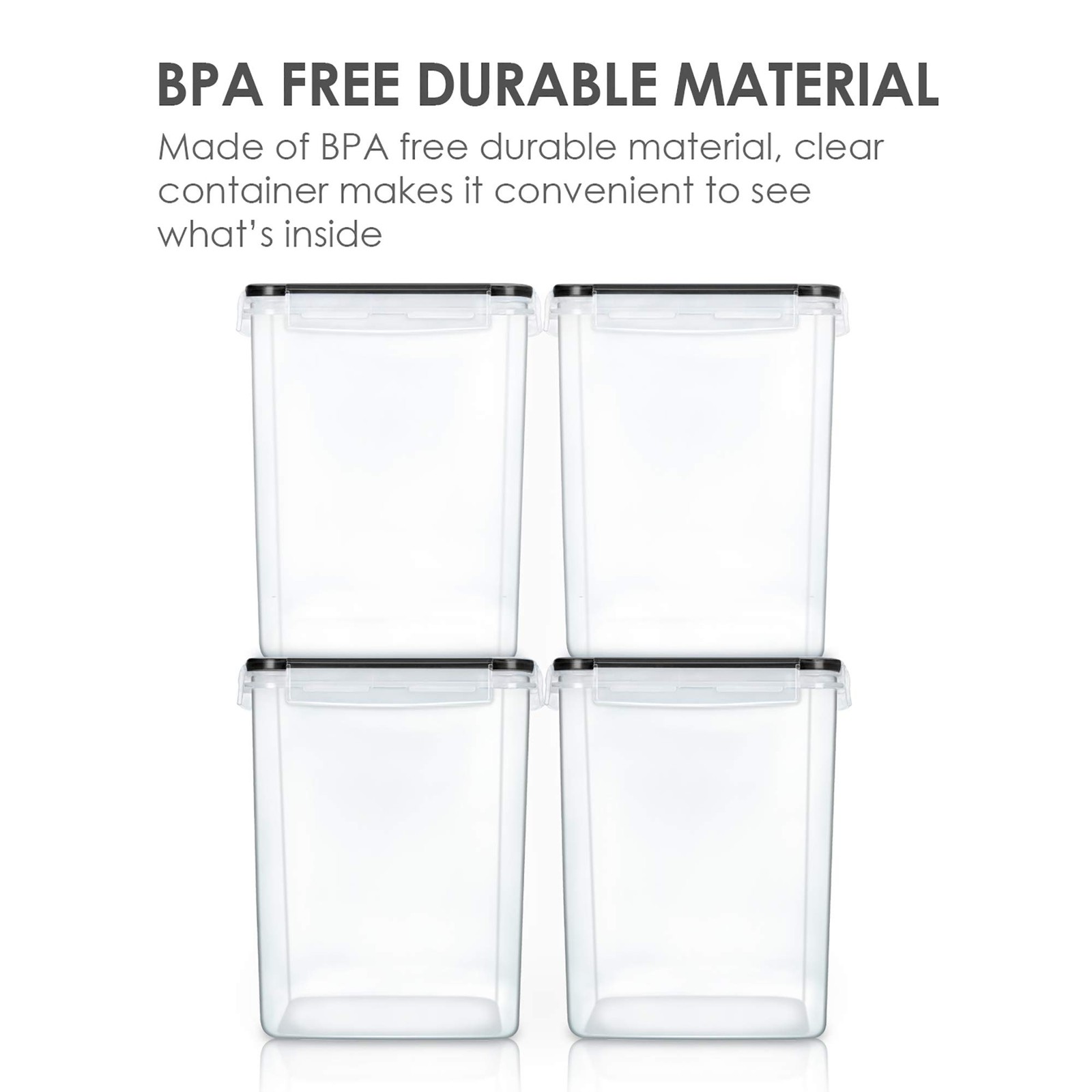 Large Food Storage Containers 5.2l / 175oz 4 Pieces Bpa Free Plastic Airtight Ca