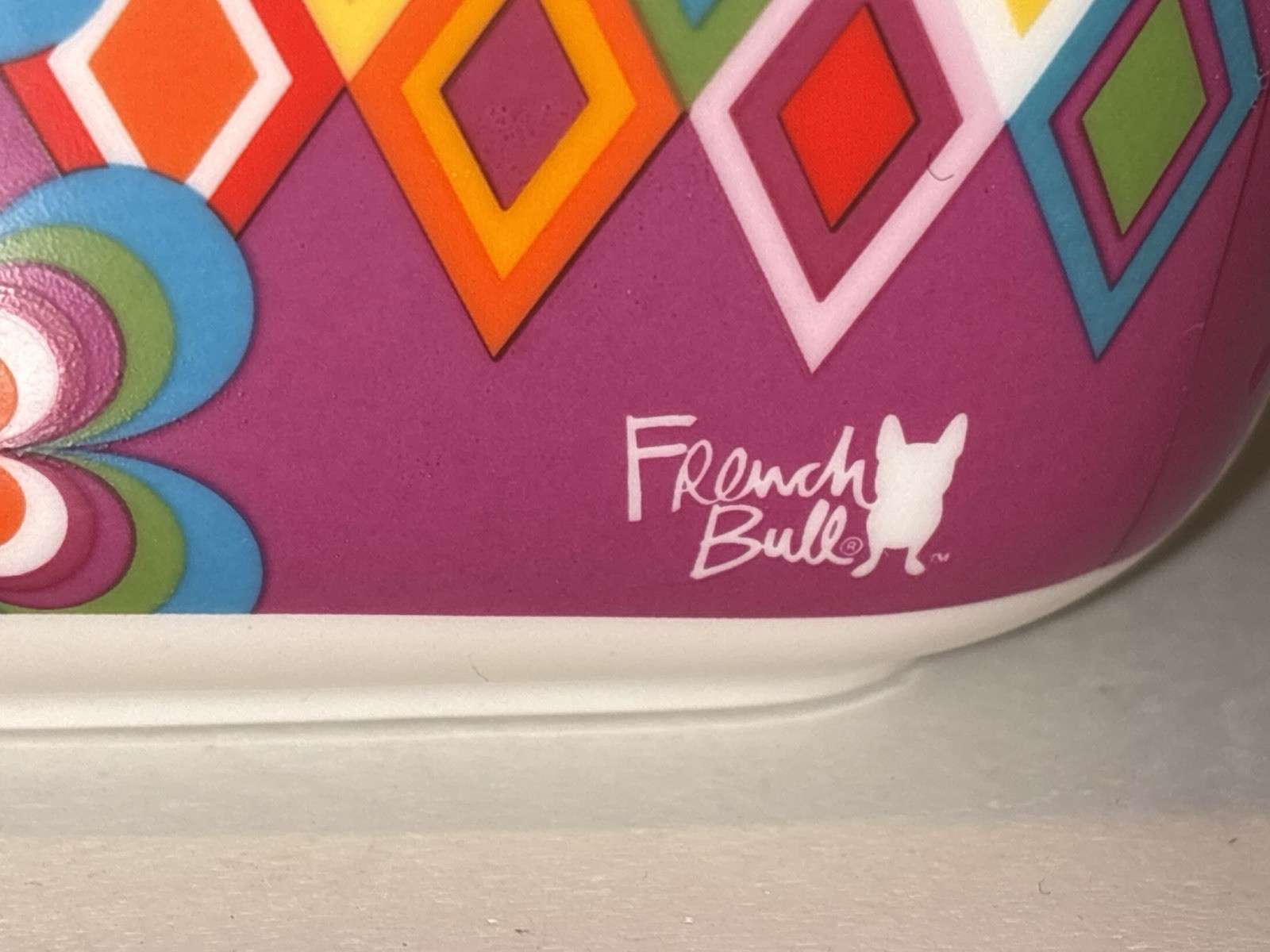 French Bull Mosaic 9.1oz Square Porcelain Food Storage Container Microwave Safe