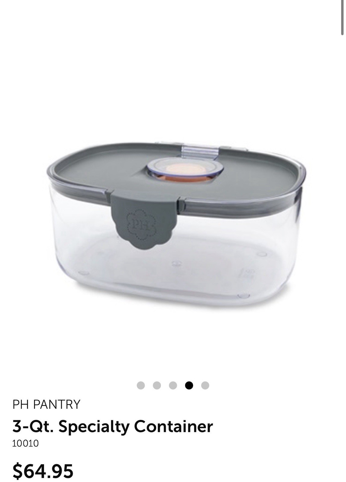 Princess House Pantry 3-Qt./2.81 Specialty Container (10010) New!