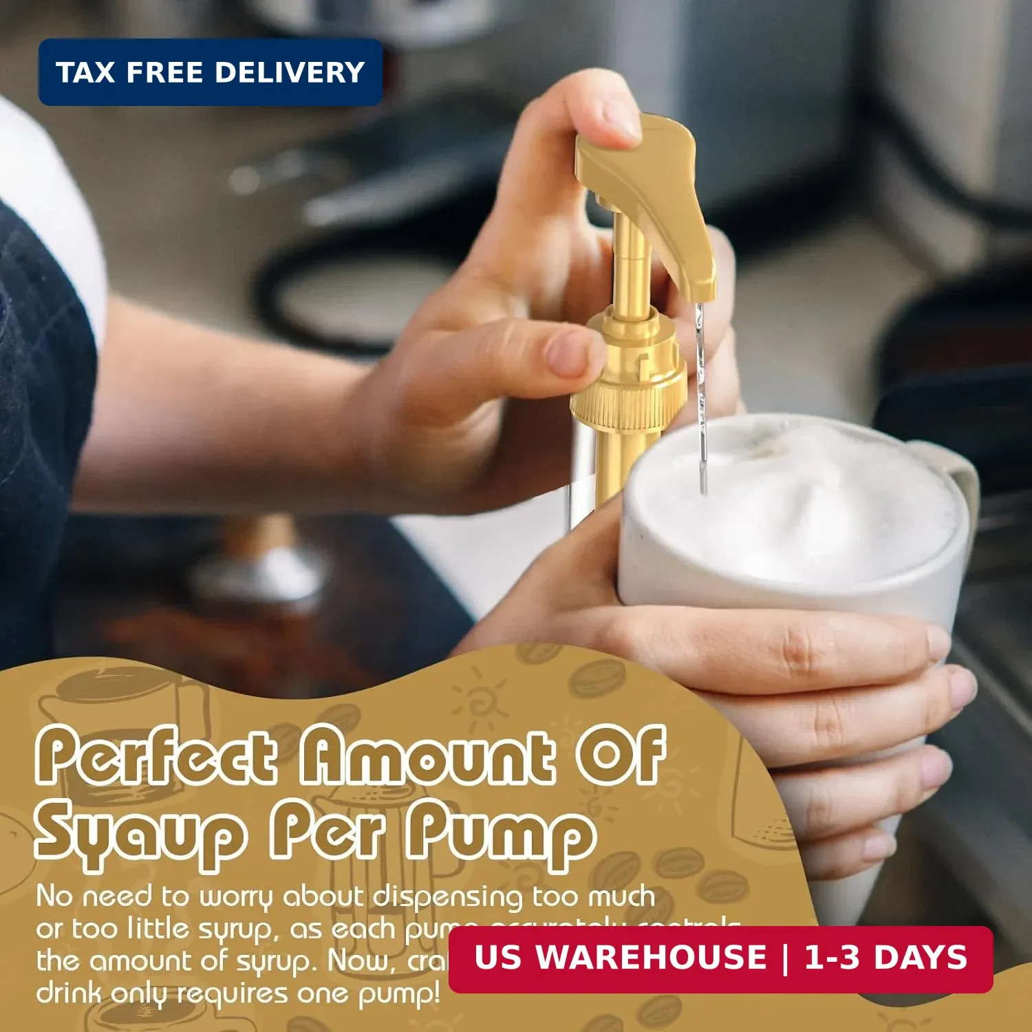 Coffee Syrup Pump Dispenser, 4 Packs of Syrup Pump for 750ml/25.4 oz Syrup Bottl