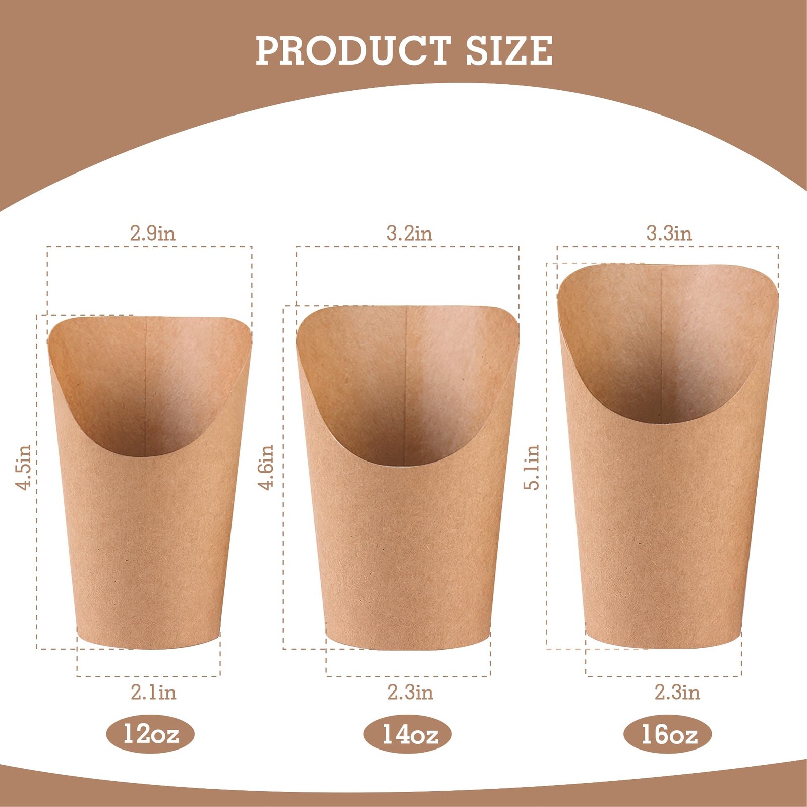 12 Oz French Fries Holder, 50 Pcs Kraft Paperr Charcuterie Cups Disposable, M…