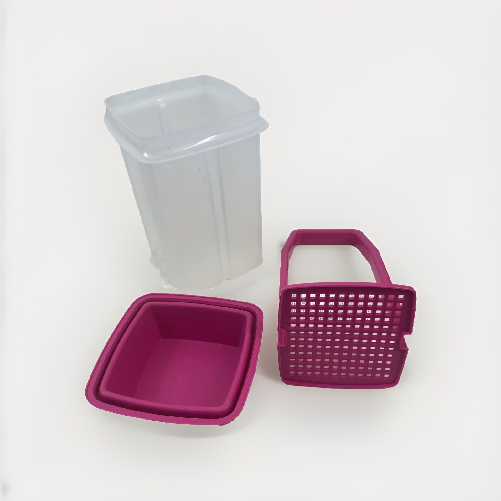 Tupperware Pick A Deli Pink Clear Pickle Keeper Square Container 1560-1 3 Piece