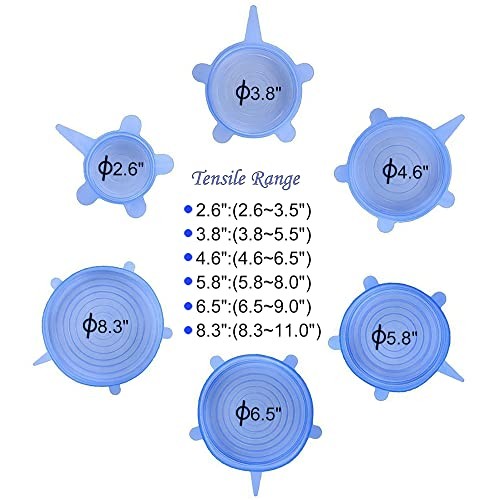 12 Pcs Silicone Stretch Lids Set Reusable Food Storage Bowl Covers 6 Sizes White